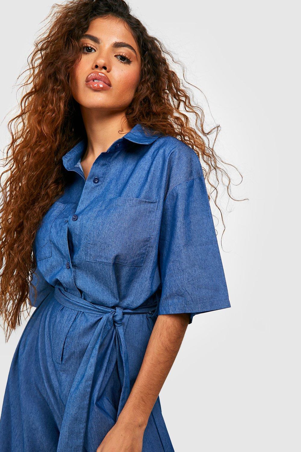 Petite best sale chambray dress